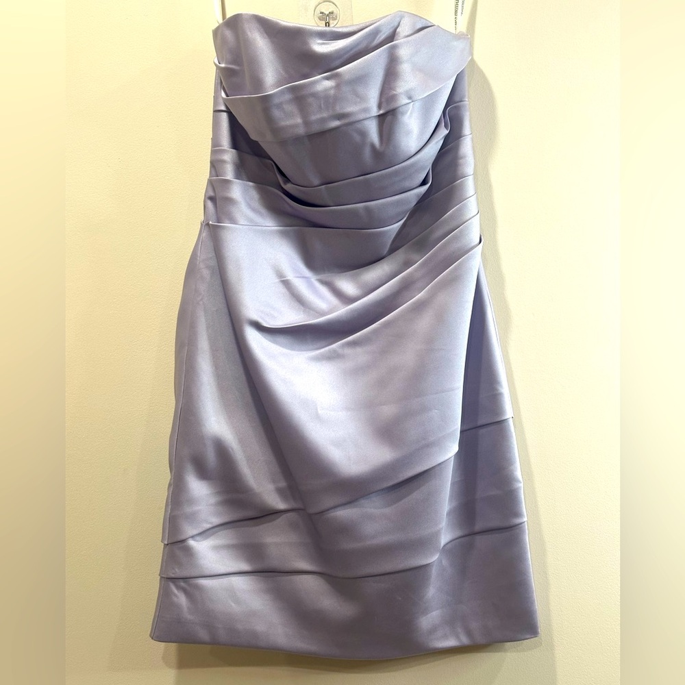 David's Bridal Strapless Light Purple Dress